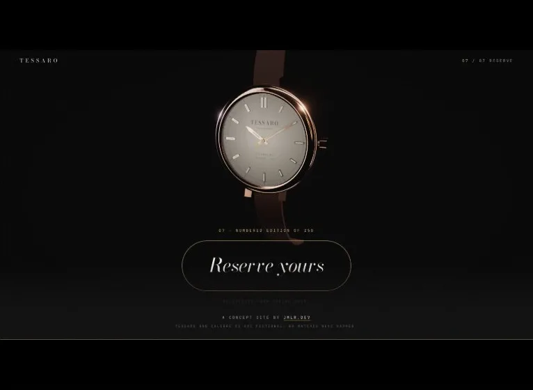 Claude Code's chapter 7: the watch reassembled in rose gold above a “Reserve yours” button